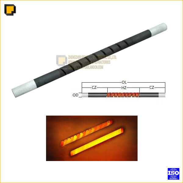 single spiral silicon carbide heating elements